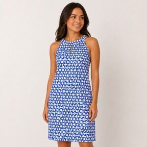 Jude Connally Lisa Halter Keyhole Dress (MED) Stretch Nautical Coastal Summer
